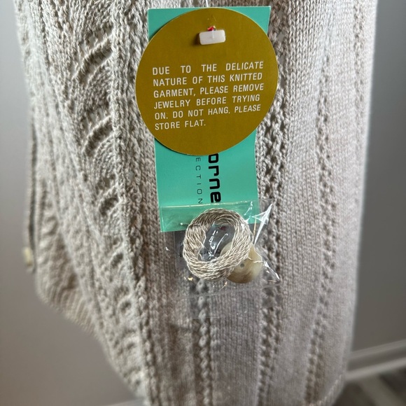 Liz Claiborne Petite M Knit Linen Cotton Button Vest Top Neutral Beige New - Picture 5 of 8